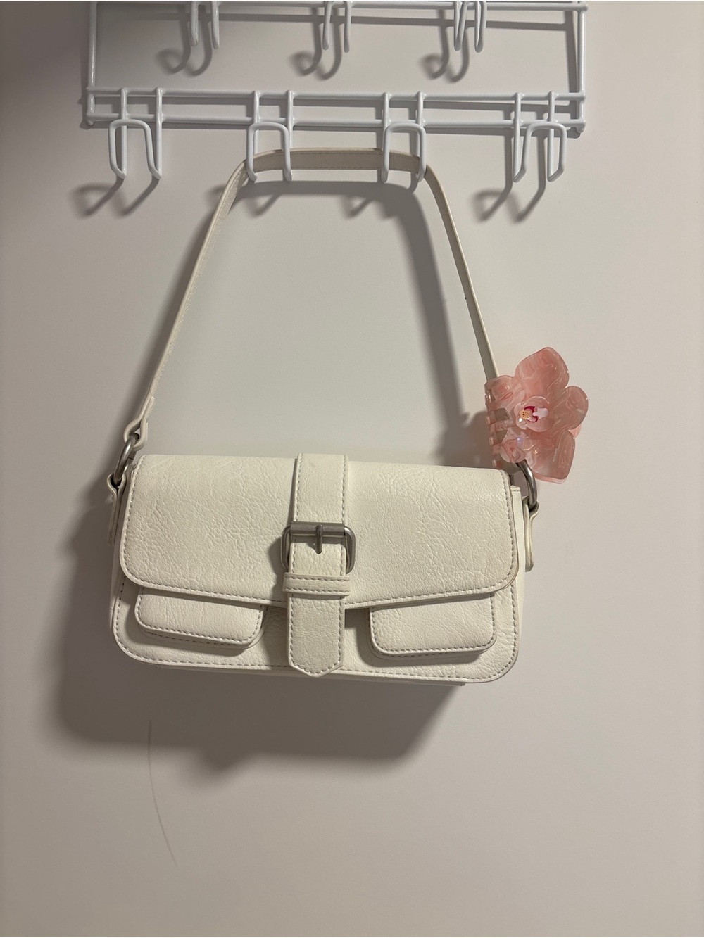 Brandy Melville Cream Shoulder Bag with Buckle